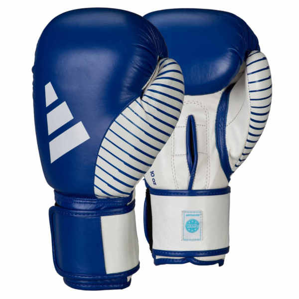blue leather adidas WAKO competition approved Kickboxing gloves 3