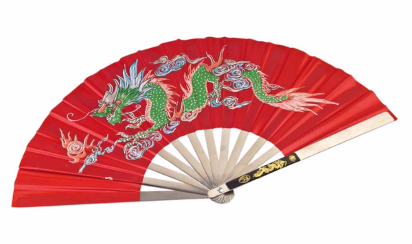dragon red metal taichi fan