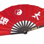 rdeča kovinska yin yang taichi pahljača