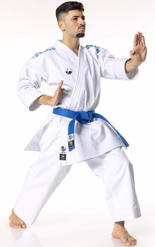 tokaido kata kimono z modrim ramenskim vezenjem