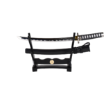 črn mini katana meč s stojalom
