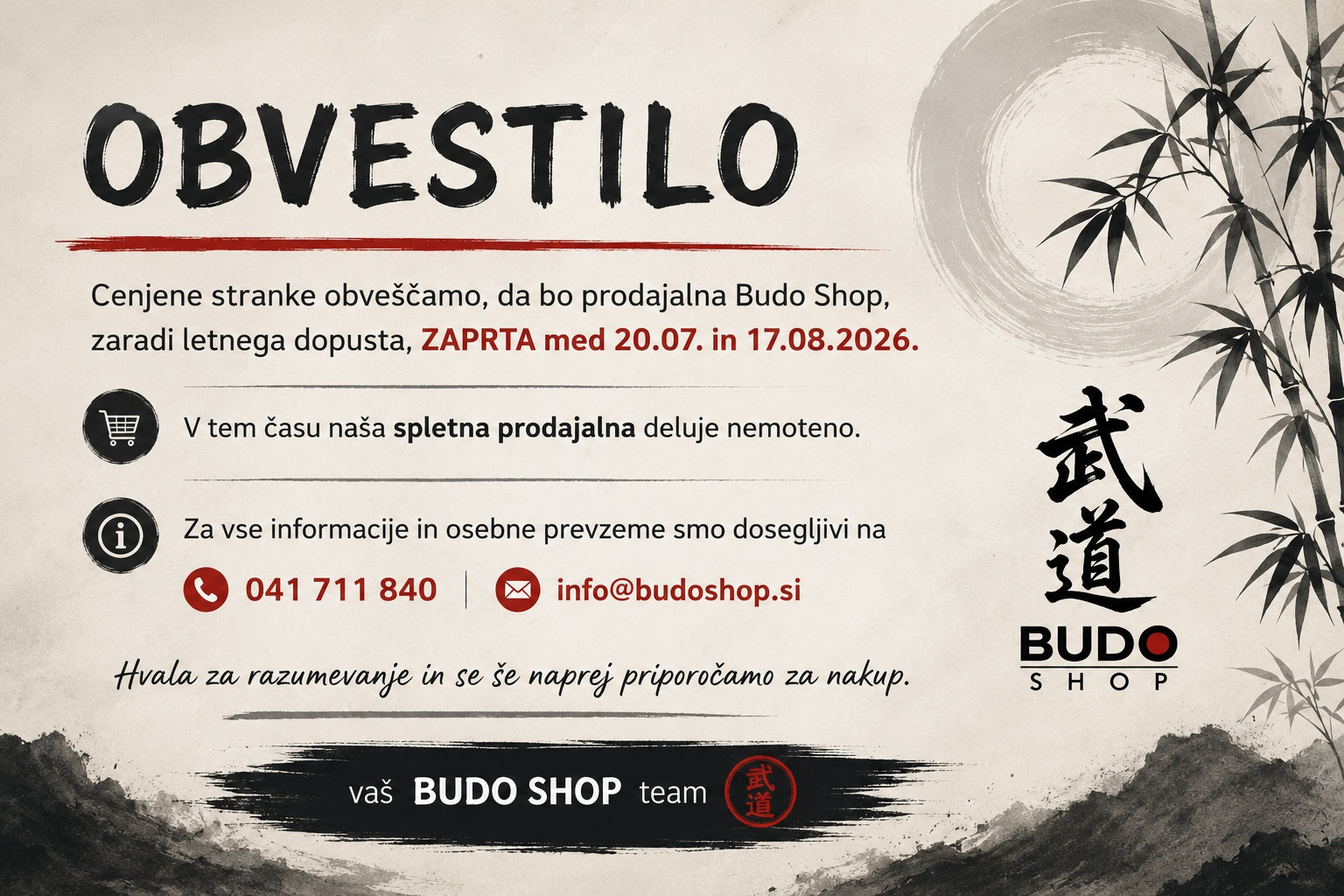 budo shop dopust