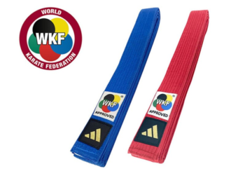 adidas wkf rdeč moder karate pas