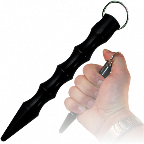 Kubotan, bâton de défense/porte clés en aluminium, 14 cm - Noir - BudoStore